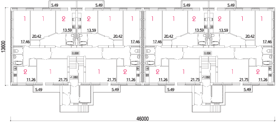 План первого этажа двухсекционный